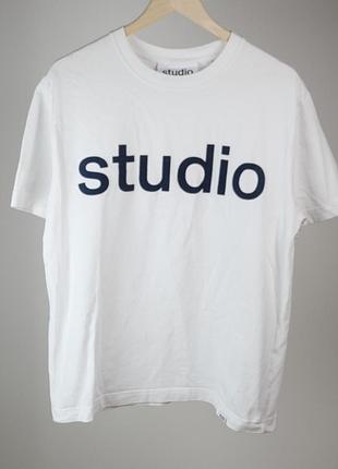 Біла базова футболка studio seidensticker, m, 100% бавовна