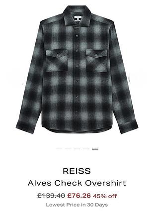 Чоловіча сорочка reiss alves check overshirt у клітинку, вовняна