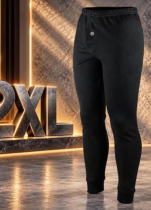 Мужские кальсоны черные 2xl из 100% хлопка - зимние подштанники, турция