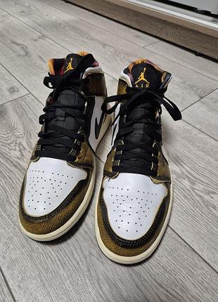 Чоловічі кросівки air jordan 1 mid se "orange wear-away", 42,5 розмір