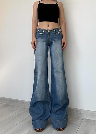 Новые с биркой джинсы 32 34 36 xxs xs s голубые низкая талия посадка клеш flared bootcut vintage винтаж 2000 90