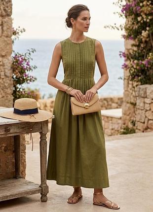 Стильное зелёное миди платье m&s р. 8/s