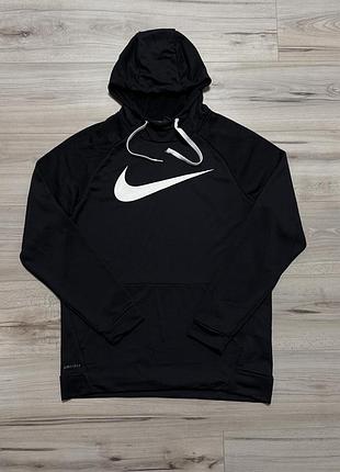Чорна кофта худі найк nike dri-fit swoosh training hoodie, l, оригінал