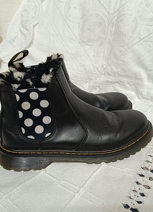 Зимові шкіряні челсі з хутром dr. martens 2976 leonore j (eu 36)