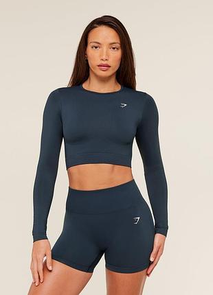 Gymshark everyday seamless   женский спортивный кроп рашгард/лонгслив для тренировок