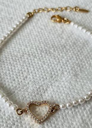 Браслет xuping jewerly с жемчужинами и подвеской «сердце»