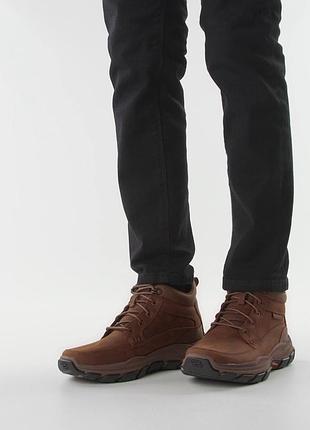 Skechers relaxed fit respected  мужские кожаные демисезонные ботинки на широкую ногу