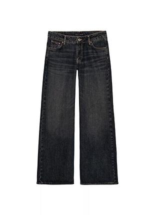 Джинси жіночі zara z1975 wide-leg low-rise темно-сірі, розмір 36