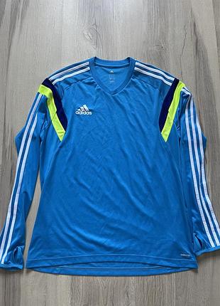 Спортивна кофта лонгслів adidas чоловіча синя з білими смужками l