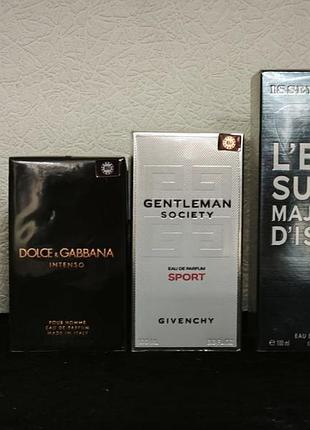 Dolce&gabbana d&g pour homme intenso dior sauvage givenchy gentleman society sport  issey miyake leau super majeure dissey 100мл