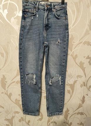 Джинсы мом slim,denim original,нові,рванка,95% котон,5% еластан, рванка,завужені,виробник бангладеш