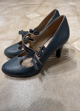 Туфлі шкіряні  5th avenue mary jane зелені на підборах