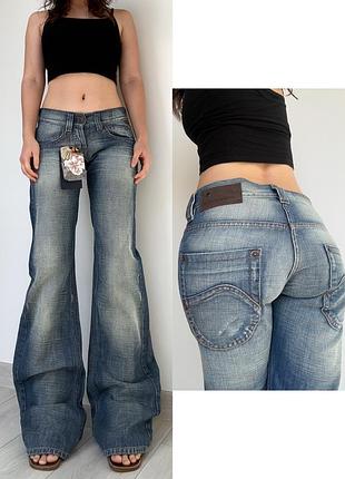 Новые с биркой джинсы 38 m широкий клеш flared bootcut голубые синие низкая талия посадка vintage y2k винтаж free soul