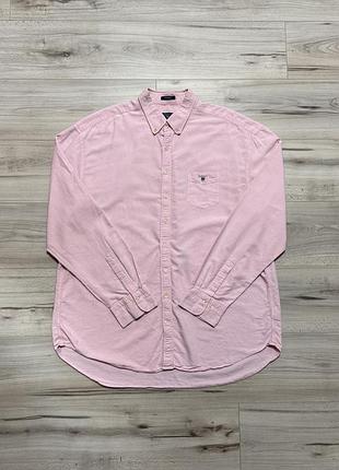 Розовая оксфордская рубашка гант gant solid oxford regular fit shirt, 3xl, оригинал