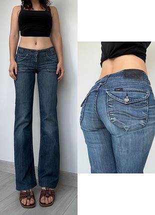 Джинсы 38 m flared bootcut клеш lee синие низкая талия посадка vintage y2k винтаж 2000 90