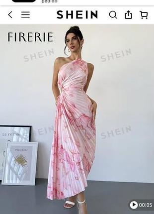 Довга жіноча сукня shein рожева з квітковим принтом