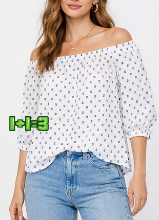 💝1+1=3 базовая белая натуральная блуза h&amp;m, размер 44 - 46