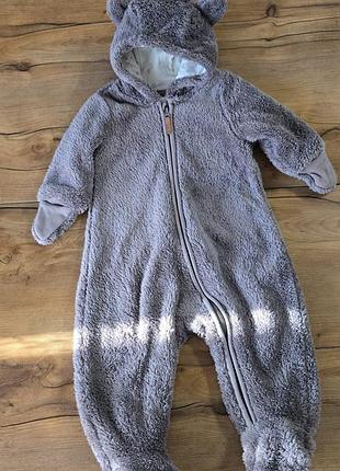 🧸плюшевый демисезонный комбинезон-мишка h&amp;m (тедди)
