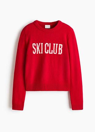 Светр жіночий теплий червоний з написом ski club 44-46