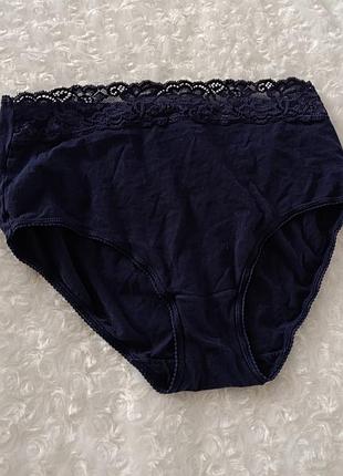 Сині котонові трусики ажурні труси m&s m l 10 12 38 40 46 48