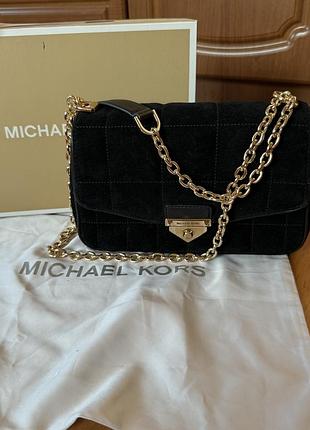 Michael kors soho large quilted suede — чорна замшева сумка