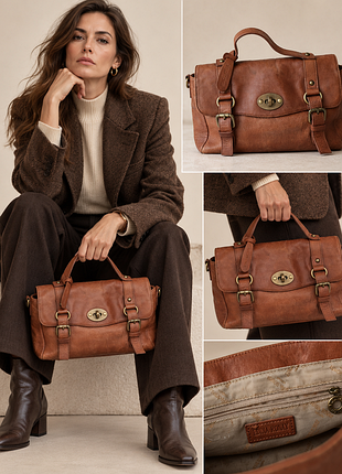 Кожаная сумка edina ronay натуральная кожа satchel портфель vintage style