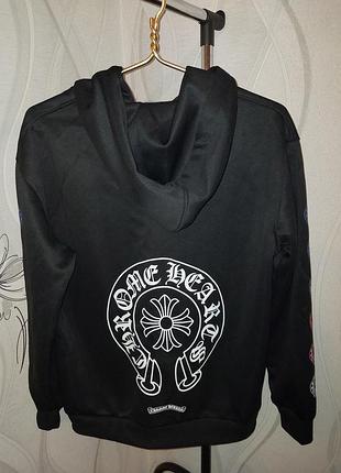 Худі жіноче chrome hearts на блискавці з принтом, чорне