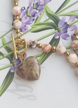 Авторское колье "pink zebra jasper heart" 4