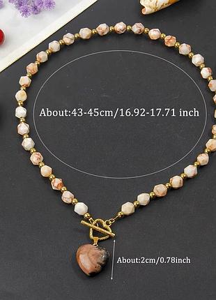 Авторское колье "pink zebra jasper heart" 3
