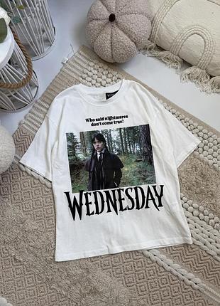Футболка для підлітків zara wednesday біла, розмір 8-10 років, 140 см