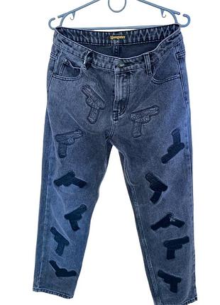 Підліткові джинси yangster на 13 років з пістолетами (unisex / y2k / streetwear)