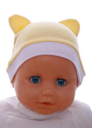 Шапка с ушками интерлок babykroha мишка желтый