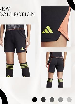 Шорти жіночі adidas спортивні чорні з помаранчевими та салатовими вставками