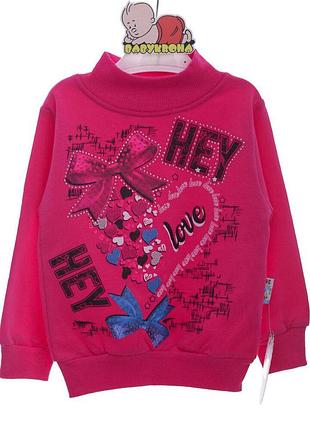 Гольф на флисе для девочки с бантом малиновый kipir kids