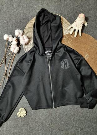 Трендове вкорочене зіп-худі толстовка з лімітованої колекції wednesday x primark! 🖤