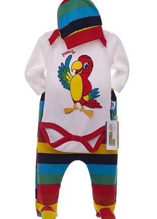 Комплект боди, ползунки и шапочка трикотажный pearly красный