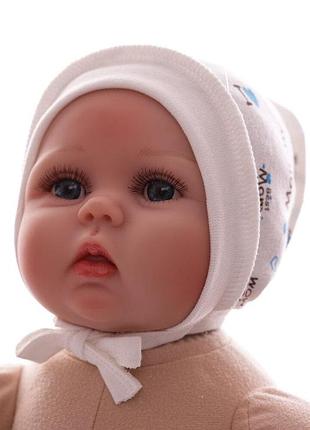 Чепчик на завязках для мальчика интерлок babykroha i love mom белый