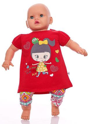 Футболка и велосипедки для девочки красный хлопок melvin kids