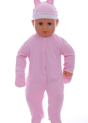 Чоловічок з шапкою для дівчинки інтерлок babykroha baby рожевий