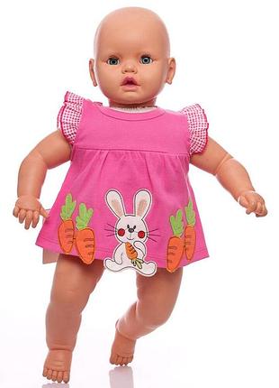 Боди платье с коротким рукавом для девочки зайка розовое интерлок babykroha