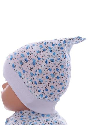 Шапка з вушками кулір babykroha блакитна 6м+