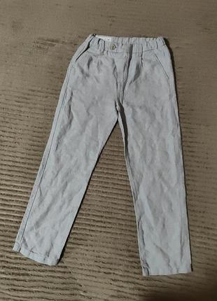 Брюки для хлопчика zara лляні блакитні 128 см