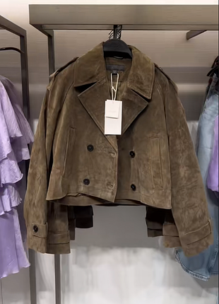 Замшевая куртка от бренда zara (100% кожа)
