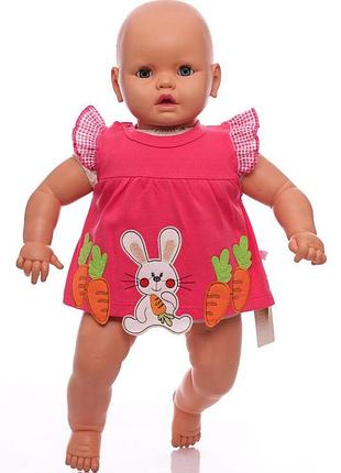 Боди платье с коротким рукавом для девочки зайка красное интерлок babykroha