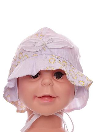 Панама для дівчинки на зав'язках біла бавовняна murat baby