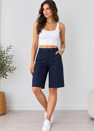 Шорты женские хлопковые удлиненные классические темно-синие m&amp;s collection