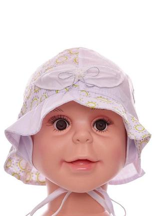 Панама для дівчинки на зав'язках біла бавовняна murat baby