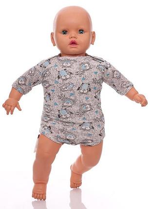 Боди с коротким рукавом для мальчика кулир babykroha серый сова 80
