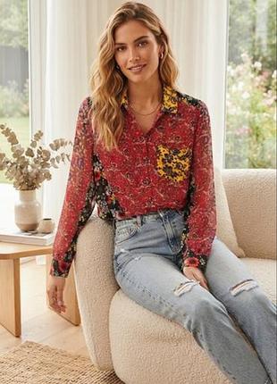 Крутая блузка рубашка блуза zara woman с цветочным принтом в стиле пэчворк s р-р бренд оригинал