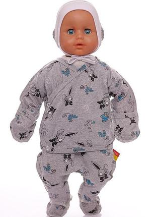 Комплект повзунки та сорочечка кулір babykroha з зайчиком сірий